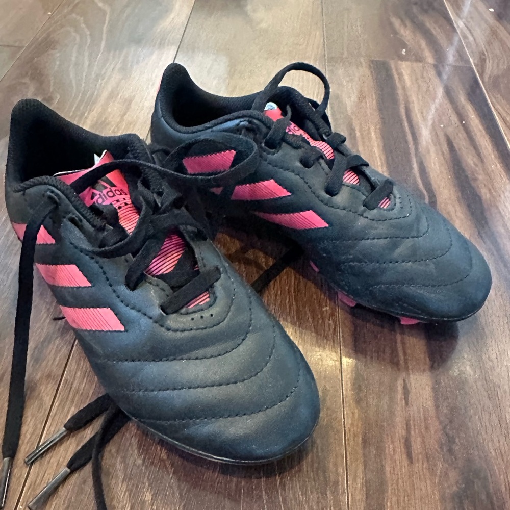 Adidas Kids Black and Pink Soccer Cleats